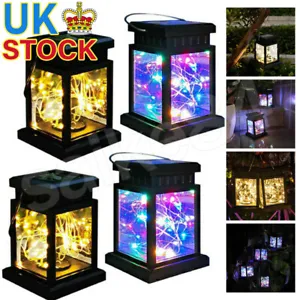 Solar Powered LED Hanging Lantern Lights Waterproof Outdoor Garden Lawn Lamp UK - Picture 1 of 14