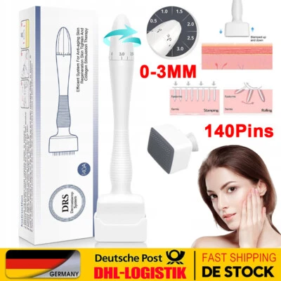 MARKENLOS Derma Verstellbarer Stamp 140 Pins Microneedle Roller Anti-Aging Therapy 0-3MM