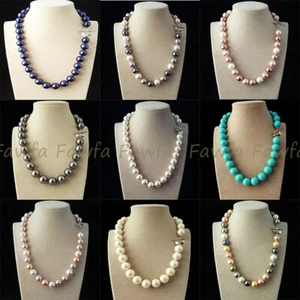 Moda 8/10/12/14mm Multicolor Mar del Sur Concha Perla Cuentas Redondas Collar 18"" - Imagen 1 de 75