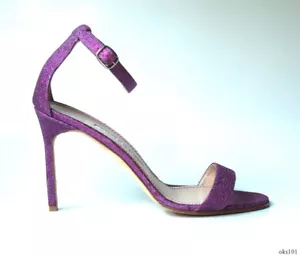 MANOLO BLAHNIK Chaos Púrpura Brillo Punta Abierta Zapatos Sandalias 39 US 9 8.5 Nuevos $725 - Imagen 1 de 4