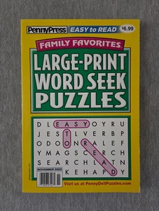 Family Favorites Large-Print Word Seek Puzzles November 2022 PennyPress Book NEW - Imagen 1 de 5