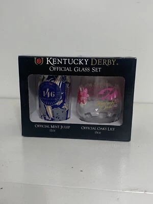 Kentucky Derby Mint Julep & Oaks Lily Juego de Vasos de Recuerdo Oficial 146º Foto 1 de 4