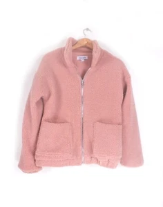 Luvalot Pink Teddy Bear Polar Fleece Dusky Pink Jacket Pockets - Size S 8 - Picture 1 of 8