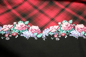 Daisy Kingdom Rose Plaid Single Border Cotton Fabric Dress Vintage 1994 BTHY - Picture 1 of 5