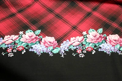 Daisy Kingdom Rose Plaid Single Border Cotton Fabric Dress Vintage 1994 BTHY - Image 1 of 4