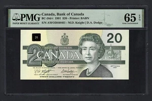 Canada 20 Dollars 1991 BC-58d-i Uncirculated Grade 65 - Picture 1 of 2