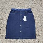 Levis Skirt Womens 26 Blue Denim Button Slim Straight High Rise Dark Jean NEW A1
