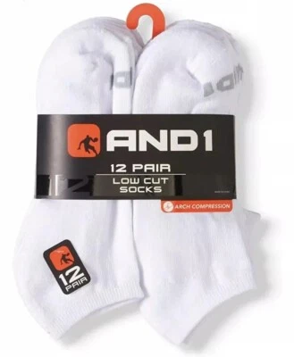 Paquete de 12 calcetines de corte bajo AND1® para hombre "COMPRESIÓN DE ARCO ~ talón y puntera reforzados" Foto 1 de 4