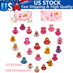 Valentine's Day Rubber Ducks Pink Heart Ducks Assorted Ducks Toys Come With Box - Picture 1 of 20