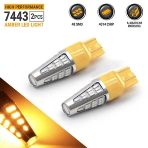 2X 50W 7443 LED Ámbar Amarillo Señal de Giro Estacionamiento DRL Bombillas de Alta Potencia - Imagen 1 de 7