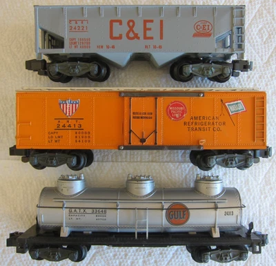 AMERICAN FLYER S GAUGE 3ea. 5-DIGIT FREIGHT CARS-1958-59 NICE! $13.95 SHIP! - Image 1 of 4