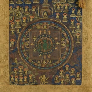 Antique 19th C. Tibetan Thangka Mandala Painting Cloth/Silk Brocade Buddha OOAK - Picture 1 of 12