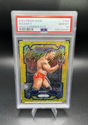 2024 Panini Prizm WWE Booker T #160 Gold Shimmer FOTL /5 PSA 10 POP 1 - Image 1 of 3