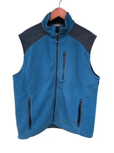Eddie Bauer men’s medium Polartec Wind Pro fleece vest blue black cozy vintage - Picture 1 of 5