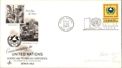 Vintage FDC UN Scott #115 Science & Technology Conference c1963 NYC Postmark - Image 1 of 4
