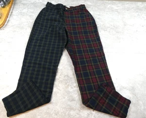 Hollister Pant Womens Medium Green Red Tarten Plaid Grunge Concert Rally Wear - Picture 1 of 15
