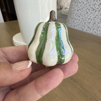 Nora Fleming Retired A124 “Harvest Happiness” Green & White Gourd-New Condition! - Image 1 of 4