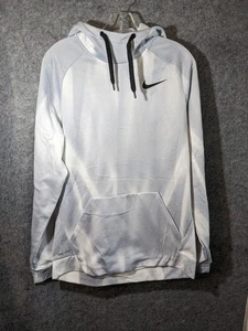 Sudadera con Capucha Pullover Vintage Nike Dri-Fit Manga Larga Gris Líneas Gráficas Hombres Grande - Imagen 1 de 8