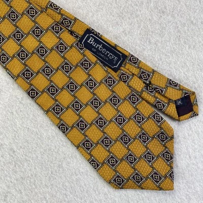 Burberry Tie Mens Silk Geometric Pattern Hand Sewn Made in USA Vintage 90s - Image 1 of 4
