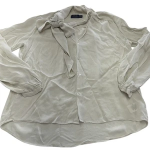 Polo Ralph Lauren blusa donna media seta fiocco cravatta manica lunga camicia elegante - Foto 1 di 7