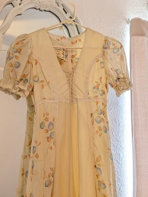 Maxi Vestido De Colección Años 70 GUNNE SAX Jessica McClintock Prairie BOHO Eduardiano Talla 7 Foto 1 de 4