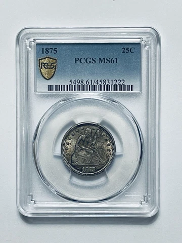 1875 Seated Liberty Quarter PCGS MS61 Cover