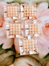 Vintage lot 5 Clear Lucite Buttons with pearls