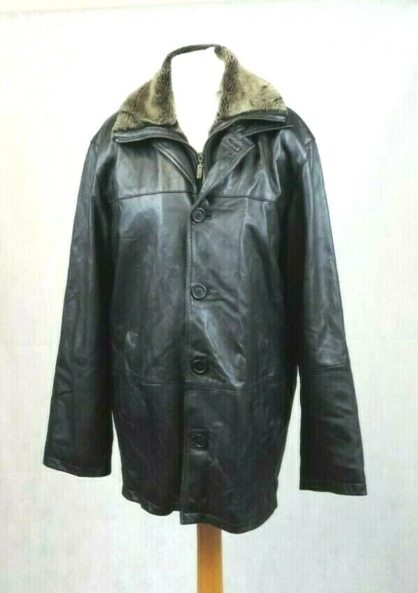 Chaqueta de Cuero Negro Lakeland con Cuello de Piel Talla 40 CR012 ii 02  Foto 1 de 4
