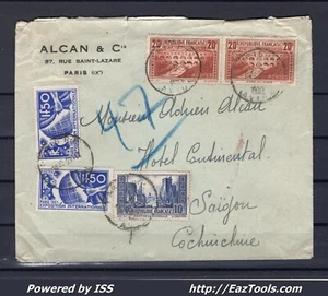 FRANCE LETTRE PAR AVION POUR SAIGON AFF 43Fr DONT PAIRE PONT DU GARD  - Picture 1 of 2