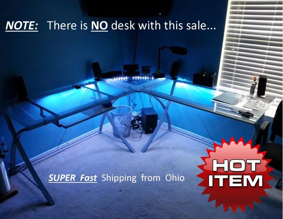 CH COMP1RGB Gaming Computer Desk with LED Light Effects