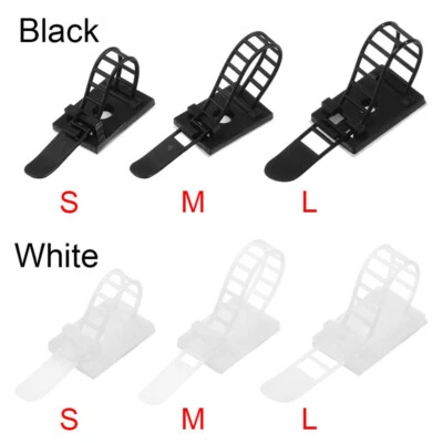 Nylon Adjustable Cable Clamp Clips Self Adhesive Wire Cord Holder Ties Organizer - Image 1 of 4