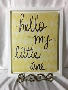 Nursery Art ~ HELLO MY LITTLE ONE ~ Framed Canvas 11.5" H x 14.5" W x 1.25" D - Picture 1 of 2