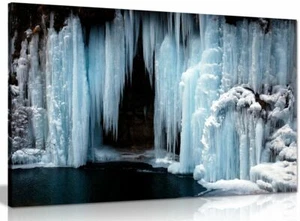 Frozen Wasserfall Leinwand Wandbild Bild Druck - Bild 1 von 5