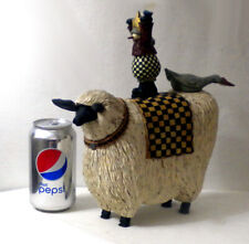 Retired Williraye Studio Folk Art sculpture Snowman and Goose Riding a Sheep 