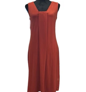 Dana Buchman Womens Dress Size S Red Shift Cotton Mid Calf Sleeveless - Picture 1 of 8