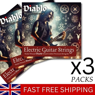 Diablo Electric Guitar Strings 3x Sets Packs - Nickel Wound - Light Gauge 10 46
