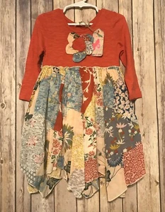 Neu mit Etikett MiMi & Maggie langärmliges Grace Taschentuchkleid 2T 2 Blumen NEU - Bild 1 von 2