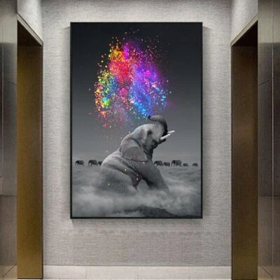 Pôsteres de arte de parede animais elefantes estampas pintura em tela arte em tela quadro de parede - Imagem 1 de 4