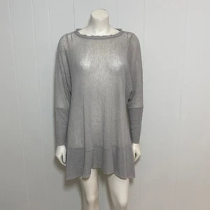 Cynthia Ashby Lagenlook Tunic S Gray Mesh Gauze Stretch Sheer Long Sleeve Top - Picture 1 of 16