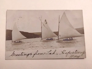 RPPC Lake Hopatcong NJ Das Rennen verschickt Long Branch Sta A 1905 Postkarte - Bild 1 von 4