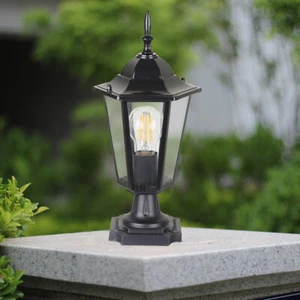 Modern Pillar Light Outdoor Post Lamp Glass Lantern Yard Gate Garden Lighting - Picture 1 of 4