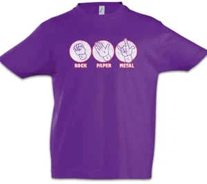 Rock Paper Metal Boys T-Shirt Scissor Scissors Fun Hard Rock Fist Fork Hand - Picture 1 of 1