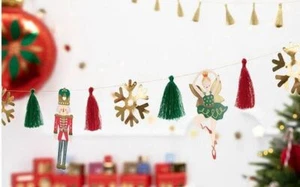 Nutcracker Christmas Paper Garland with Tassels - Picture 1 of 3