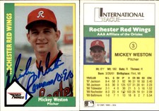 Mickey Weston Signed 1990 CMC Rochester Red Wings #3 Card Auto