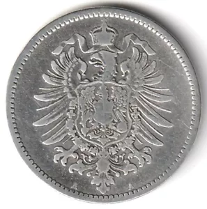 1880-A German Empire Mark Silver Free Shipping - Picture 1 of 2