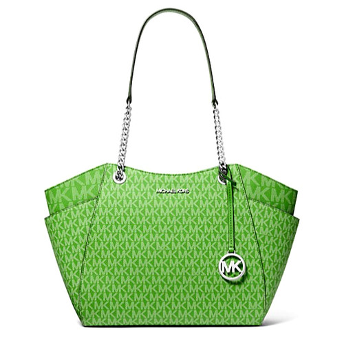 Borsa a tracolla Michael Kors Jet Set grande logo verde giungla nuova