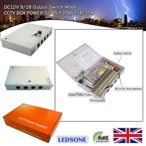 DC12V 5A/10A/15A/30A  9/18 CCTV Camera Power Supply Distribution Box Case Unit