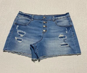 Wonder Nation Jean Shorts Girls Size 18 Blue Denim Cutoff Frayed Distressed - Picture 1 of 10