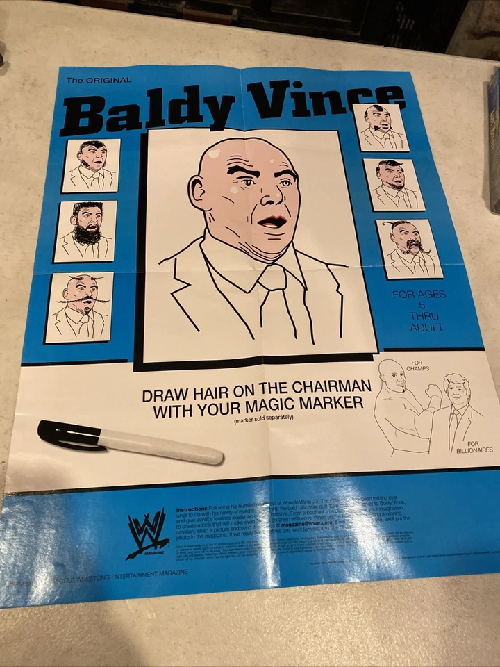 Винс Макмэхон 21x16 реслинг плакат рестлер лысая голова раскраска WWE рестлер - Изображение 1 из 1