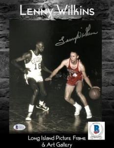 Lenny Wilkins Saint Louis Hawks Signed Basketball PHOTO BECKETT COA - Picture 1 of 6
